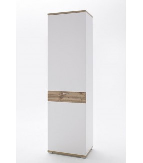Szafa NIA 58 cm biała z dodatkiem koloru dąb wotan lewostronna do salonu w stylu nowoczesnym , skandynawskim oraz klasycznym.