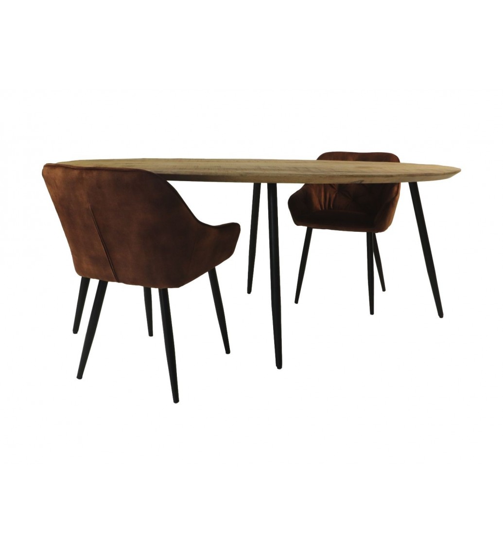 Stół Iron Craft Bern L z drewna Mango owal 180 cm do jadalni w stylu industrialnym.