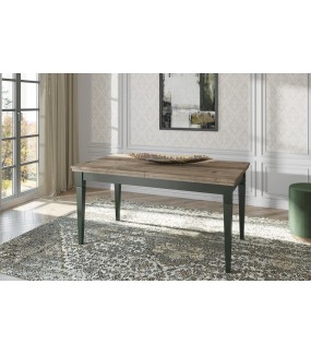 Przepiękny Stół rozkładany EVORA 160 cm- 240 cm zielony z dodatkiem koloru dąb Lefkas do salonu w stylu klasycznym.