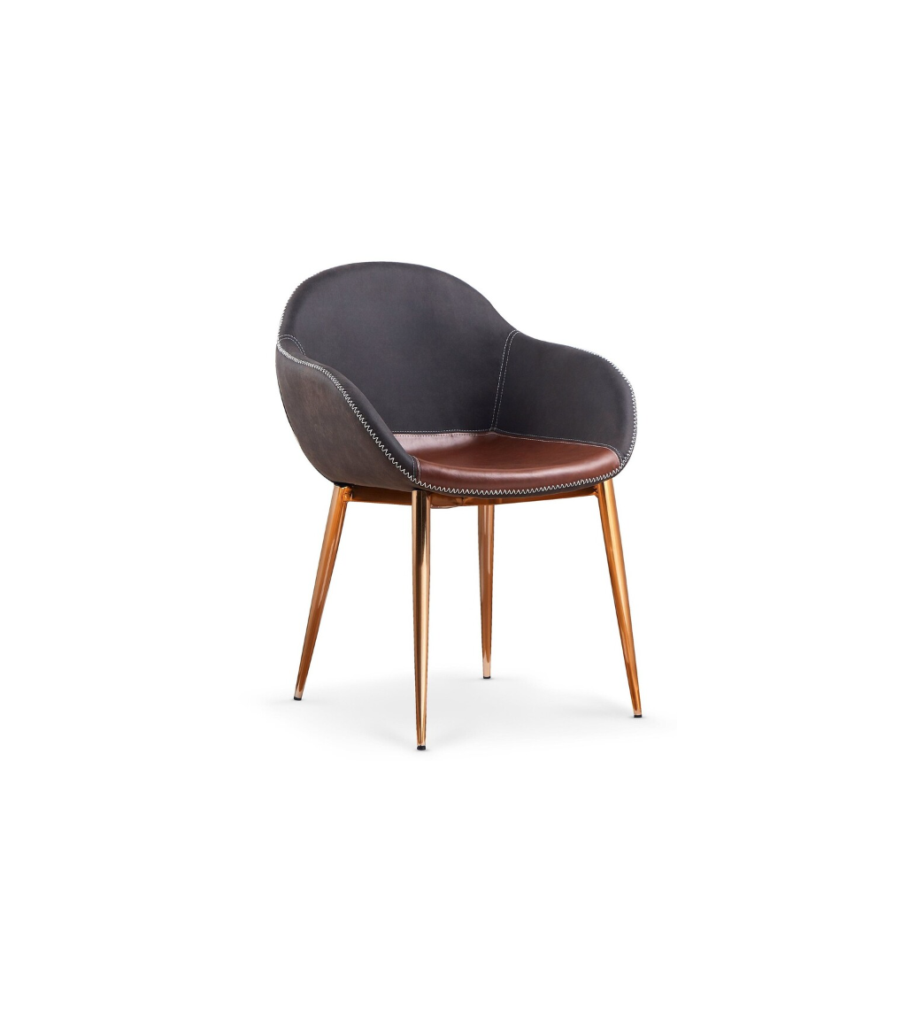 Krzesło Enders szaro brązowe do salonu oraz jadalni w stylu industrialnym, retro oraz klasycznym.
