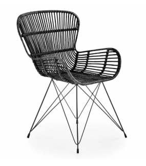 Krzesło rattanowe ogrodowe RANDY czarne do salonu w stylu nowoczesnym, eko, modern czy industrialnym.
