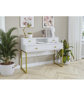 Nowoczesne Biurko CLOE 120 cm białe do sypialni oraz domowego gabinetu w stylu nowoczesnym, klasycznym oraz glamour.