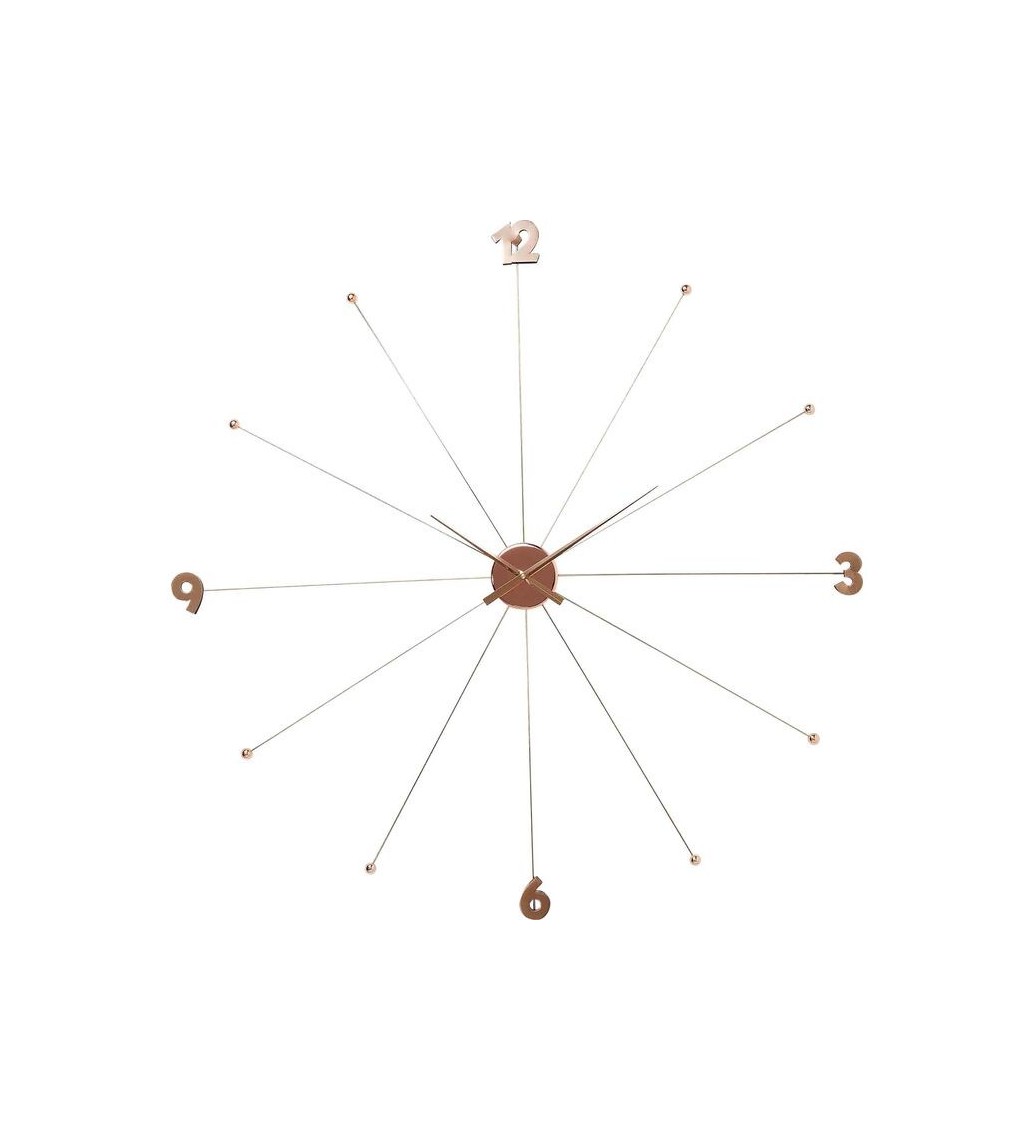 Zegar ścienny Umbrella różowo-złoty sprawdzi się w stylu klasycznym, nowoczesnym, minimalistycznym.
