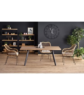 Stół rozkładany BERLIN 140 cm - 180 cm w kolorze orzecha miodowego do salonu w stylu industrialnym, przemysłowym oraz loftowym.