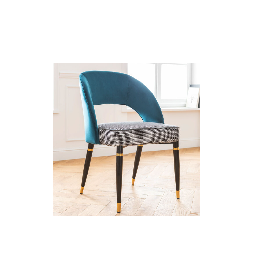 Krzesło SAMANTHA niebiesko - szare - pepitka