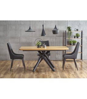 Świetny Stół rozkładany DERRICK 160 cm - 200 cm w kolorze dąb naturalny do salonu w stylu industrialnym oraz loftowym.