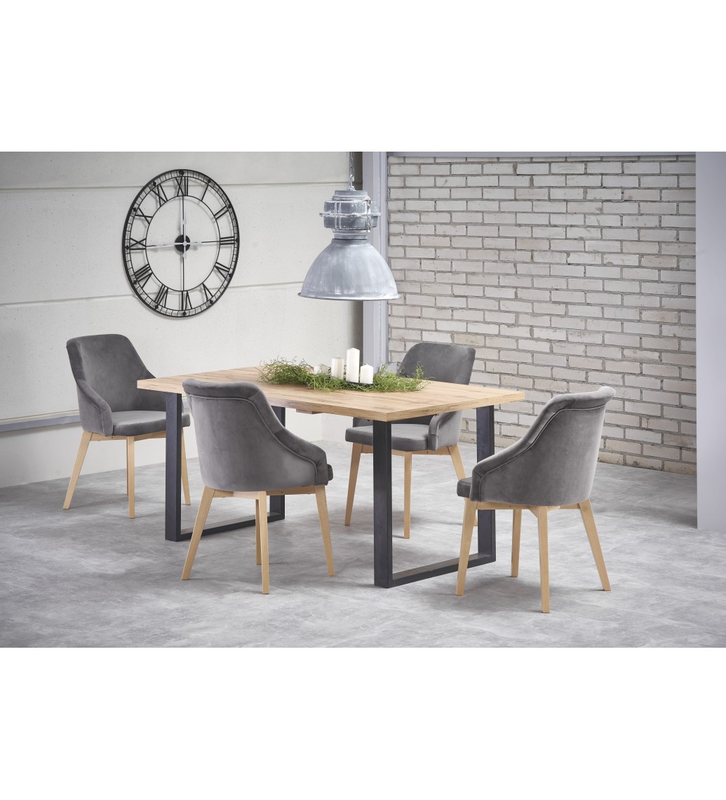 Stół rozkładany VENOM 160 cm - 210 cm w kolorze dąb wotan do salonu w stylu industrialnym, przemysłowym oraz loftowym.