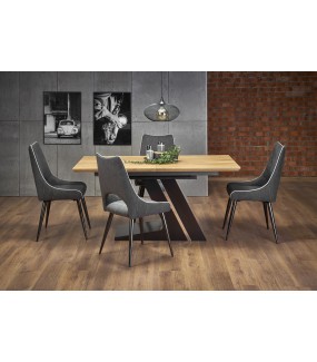 Przepiękny Stół rozkładany FERGUSON  160 cm - 220 cm w kolorze dąb naturalny do salonu w stylu industrialnym oraz przemysłowym.