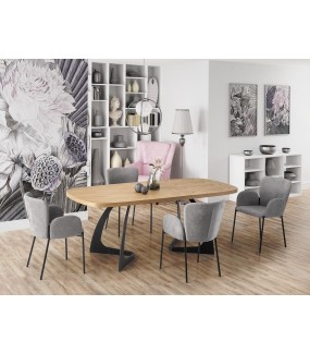 Stół rozkładany VELDON 160 cm - 200 cm w kolorze dąb naturalny do salonu w stylu industrialnym, przemysłowym oraz loftowym.