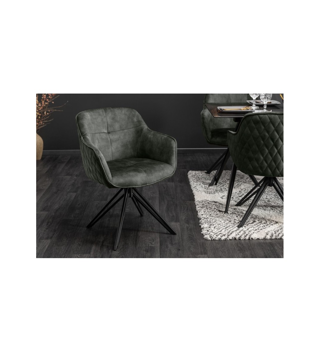 Krzesło obrotowe Edmonton ciemnozielone w stylu nowoczesnym do jadalni na solidnej metalowej podstawie.