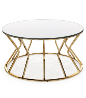 Stolik kawowy AFINA 90 cm złoty świetnie wpisze się do salonu w stylu, pokoju dziennego czy poczekalni.