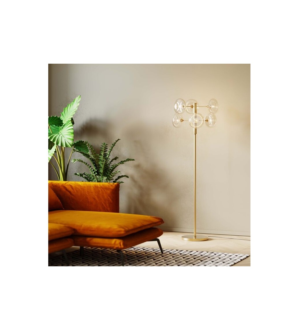 Lampa podłogowa HEADLIGHT 43 cm złota do salonu, pokoju dziennego.
