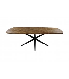 Przepiękny stół z blatem z drewna dębowego z piękną mozaiką w kształcie jodełki.