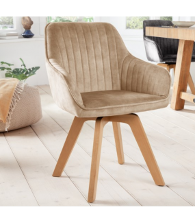 Krzesło obrotowe RAMZES beżowe aksamit sprawdzi się we wnętrzach klasycznych wprowadzając powiew współczesnego designu.