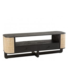 Stolik pod TV MOLLY 140 cm czarny sprawdzi się w salonie w stylu skandynawskim oraz nowoczesnym