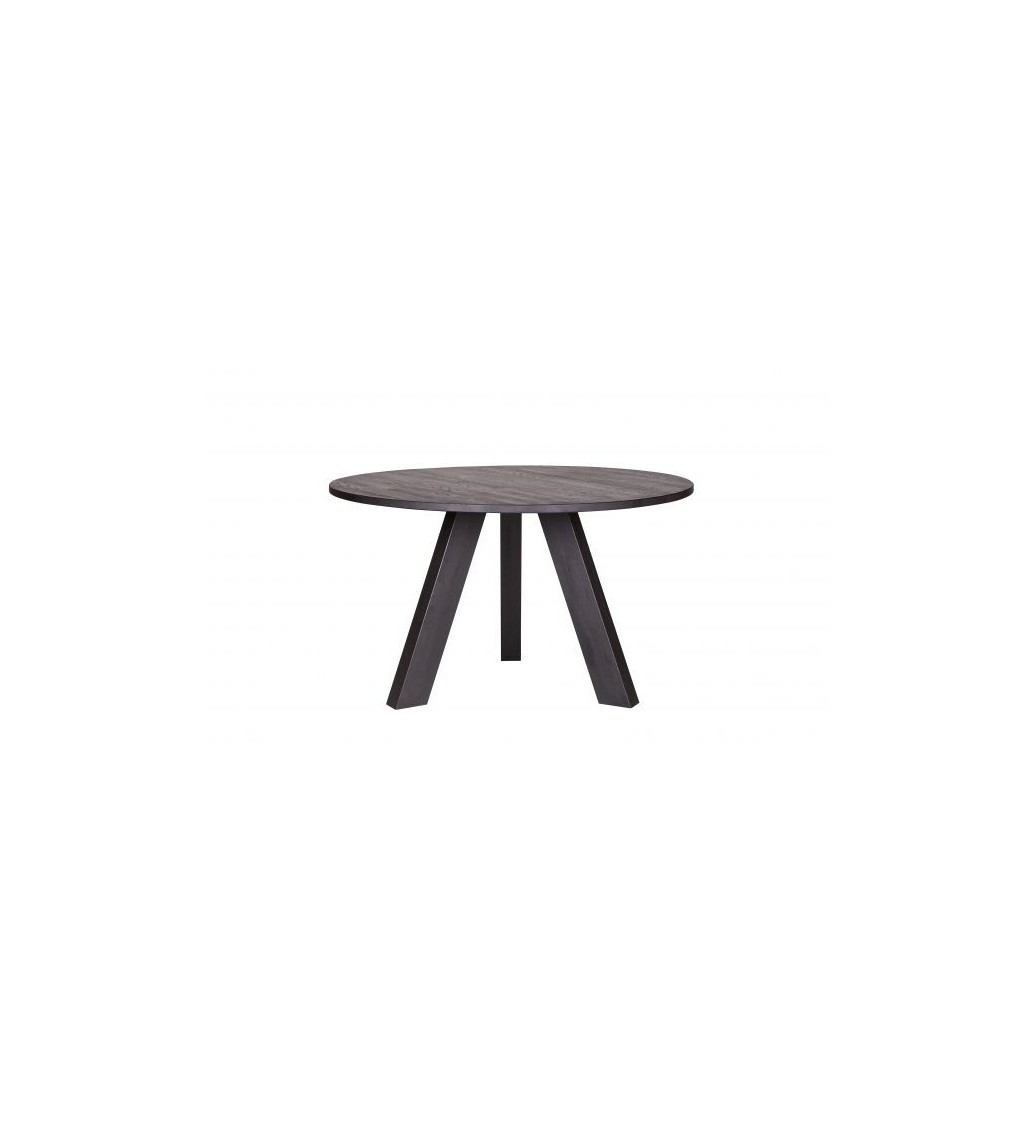 Okrągły stół do kuchni w stylu industrialnym lub jadalni w skandynawskiej aranżacji.
