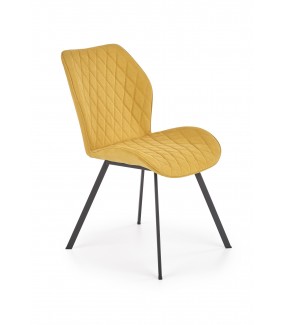 Piękne krzesło DUNLOP w kolorze żółtym do nowoczesnych wnętrz salonu oraz jadalni.