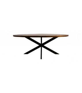 Świetny stół z blatem z drewna mango do salonu oraz jadalni urządzonej w stylu loftowym oraz przemysłowym.