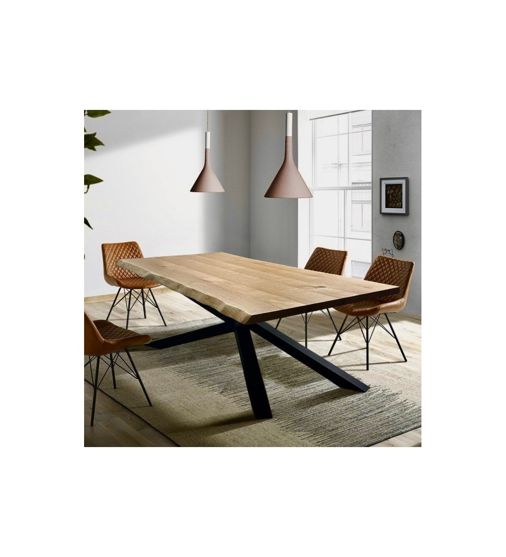 Piękny stół do salonu oraz jadalni urządzonej w stylu industrialnym, przemysłowym oraz loftowym.