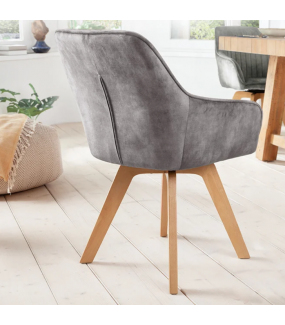 Krzesło RAMZES szare aksamit idealnie wpisze się do salonu w stylu nowoczesnym.