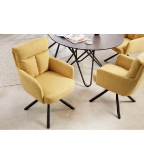 Krzesło ASTRID Z Obrotowym Siedziskiem żółte sprawdzi się w aranżacji nowoczesnej, klasycznej, glam czy skandynawskiej.