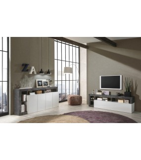 Designerska komoda HAMBURG 184 cm biała z dodatkiem koloru antracytowego do salonu lub pokoju