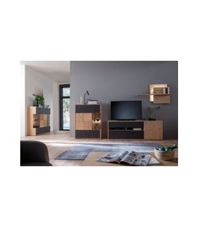 Stolik pod TV VALENCIA 184 cm antracytowo naturalny będzie idealny do pokoju czy salonu w stylu nowoczesnym.