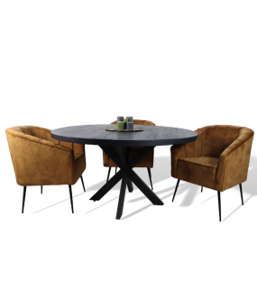 Stół MELBOURNE 140 cm czarny do salonu, jadalni czy pokoju w stylu industrialnym.