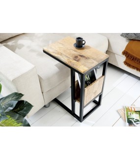 Piękny Stolik kawowy CAMINO 30 cm drewno mango do salonu w stylu industrialnym.