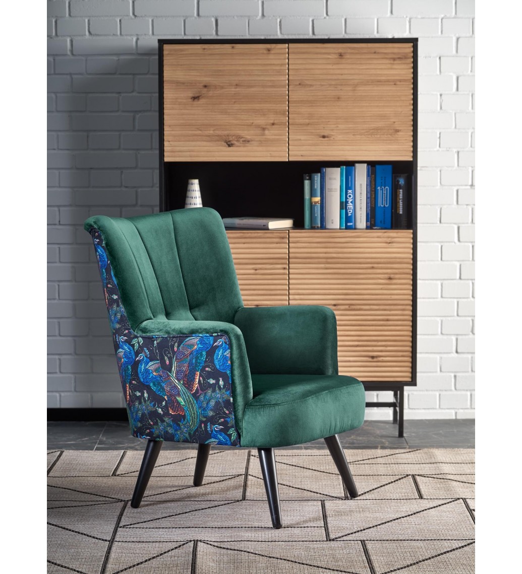 Stylowy fotel PAGONI zielony idealnie sprawdzi się w salonie, pokoju dziennym, kuchni oraz jadalni