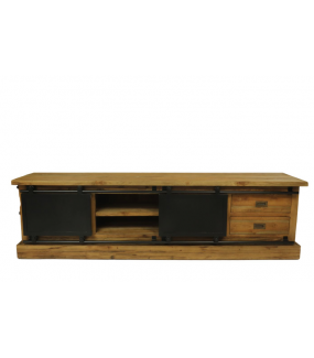 Stylowa szafka RTV Blackburn do salonu urządzonego w surowym, industrialnym stylu.