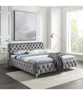 Łóżko LILY Modern Barock 180 cm x 200 cm szare do sypialni urządzonej w stylu nowoczesnym, klasycznym oraz glamour.