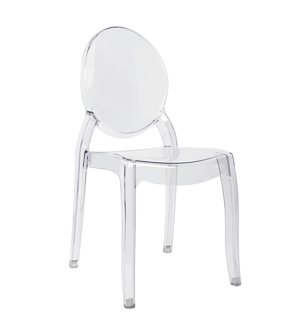 Transparentne krzesło Elizabeth sprawdzi się w nowoczesnym salonie.