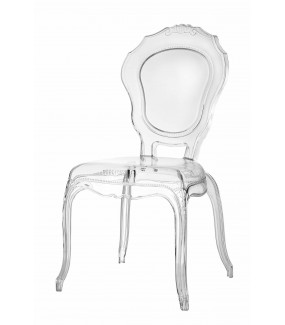 Krzesło Quenn transparentne do salonu urządzonego w stylu nowoczesnym oraz klasycznym.