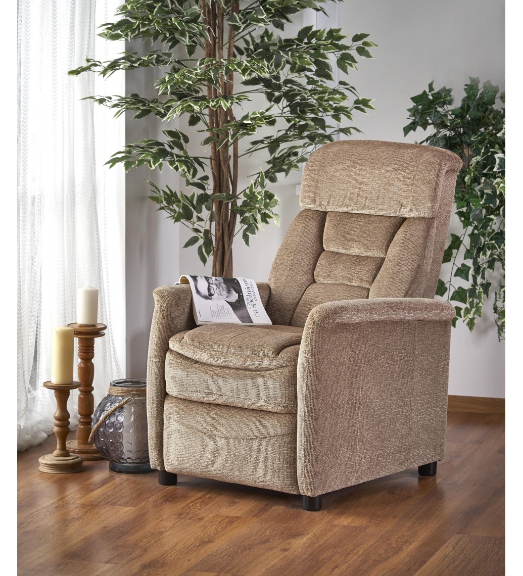 Fotel rozkładany JORDAN 71 cm beżowy do salonu urządzonego w stylu nowoczesnym oraz klasycznym.