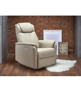 Fotel rozkładany PARADISE z funkcją kołyski kremowy do salonu urządzonego w stylu nowoczesnym.