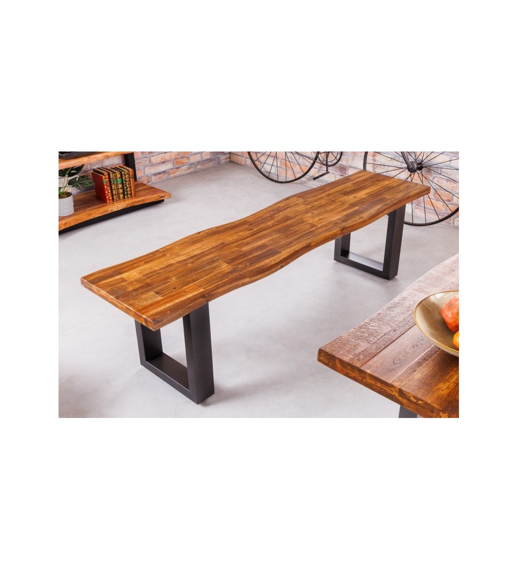 Ławka GAIA Genesis 160 cm drewno akacja do salonu urządzonego w stylu industrialnym.