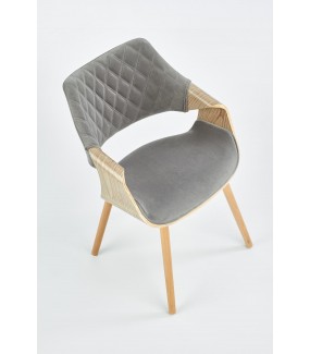 Krzesło VIGO popielate w optyce jasny dąb idealnie sprawdzi się w salonie w stylu nowoczesnym.