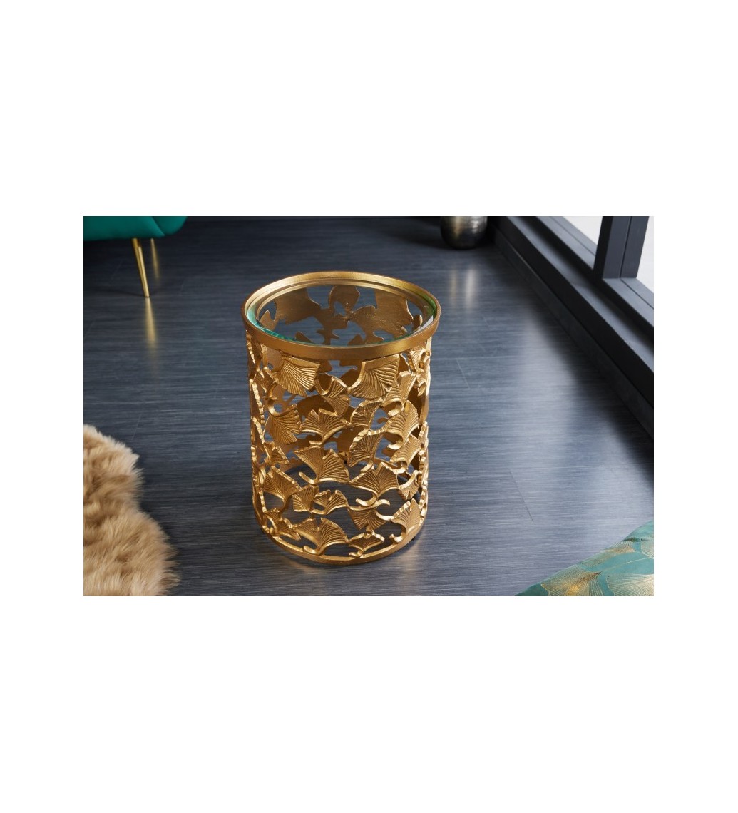 Stolik kawowy SORIA 36 cm złoty do salonu urządzonego w stylu industrialnym, przemysłowym oraz loftowym.