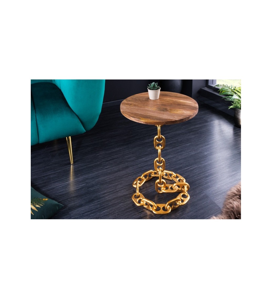 Stolik kawowy CATENA II  38 cm złoty do salonu urządzonego w stylu glamour.