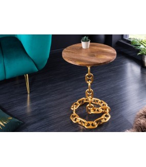 Stolik kawowy CATENA II  38 cm złoty do salonu urządzonego w stylu industrialnym, przemysłowym oraz loftowym.