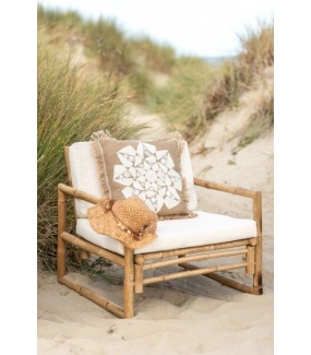 Fotel DIRECTOR bambusowy biały w stylu boho na plaże czy na taras lub do ogrodu