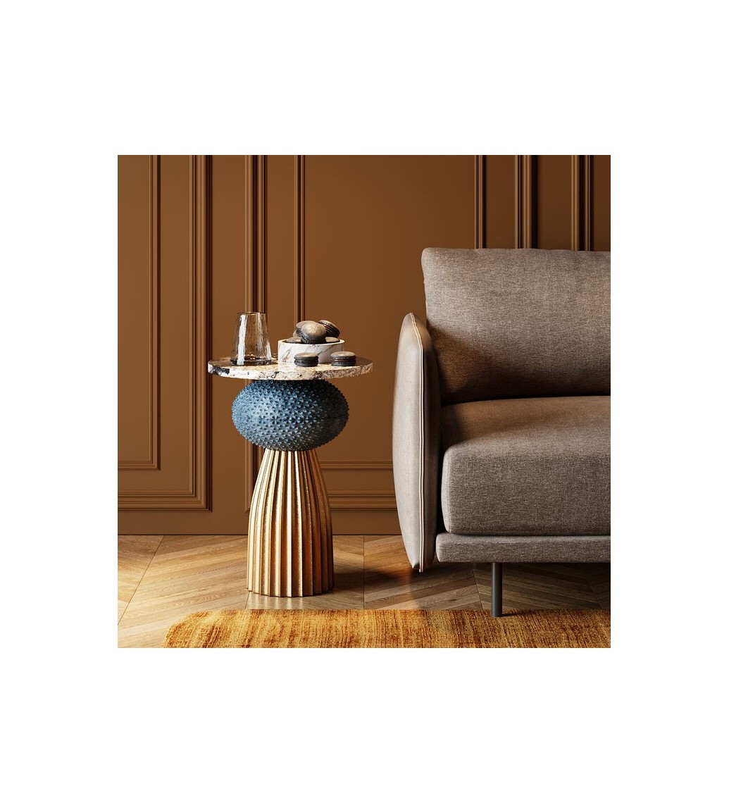 Stolik kawowy Masha 43 cm  do salonu urządzonego w stylu industrialnym.