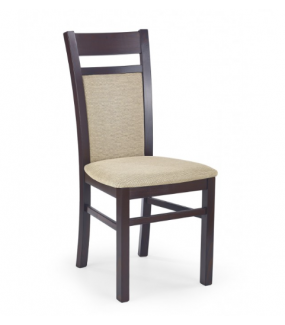 Krzesło GERARD II w kolorze ciemnego orzecha z beżowym siedziskiem