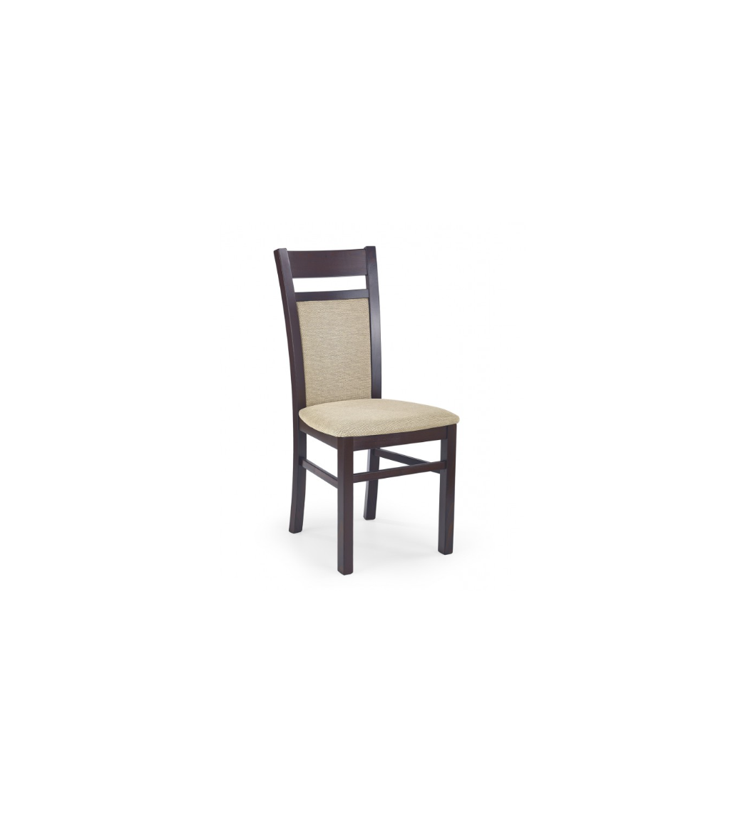 Krzesło GERARD II w kolorze ciemnego orzecha z beżowym siedziskiem