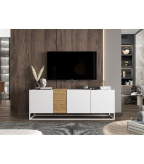 Stolik pod TV VANTA w kolorze białym matowym świetnie wpisze się do salonu urządzonego w stylu nowoczesnym.