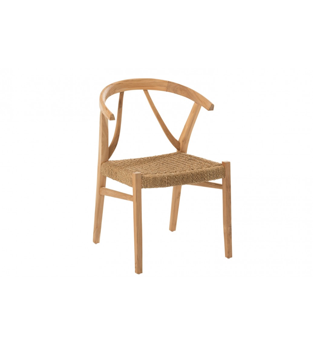 Piękne krzesło wykonane z drewna tekowego w świetny sposób wpisze się do salonu w stylu boho.
