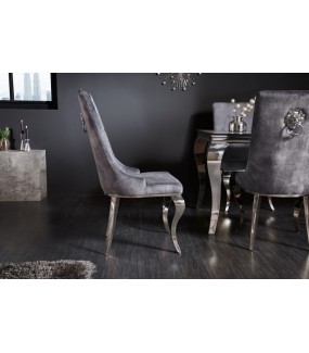 Eleganckie Krzesło Vienna szare z kołatką do salonu