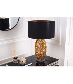 Lampa stołowa FLANK 40 cm czarno złota do salonu oraz sypialni urządzonej w stylu glam.