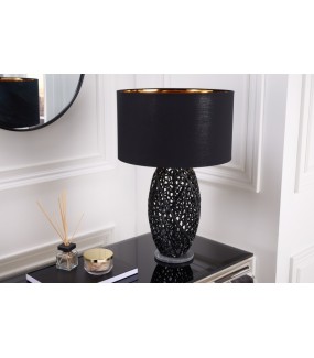 Lampa stołowa FLANK 40 cm czarna do salonu oraz sypialni urządzonej w stylu glam.